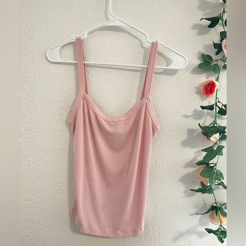 Garage pink ribbed cami tank top